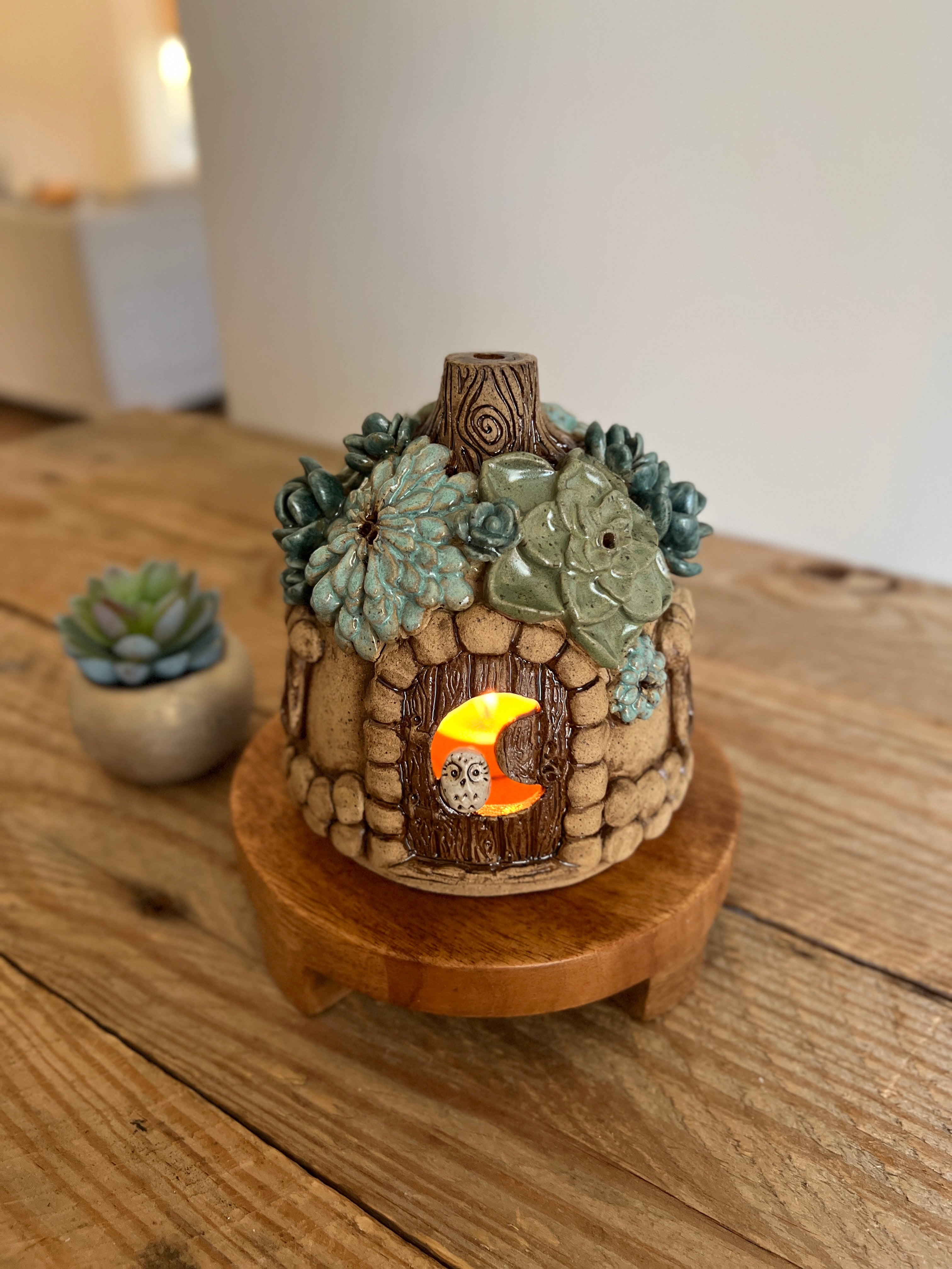 succulent fairy house luminary