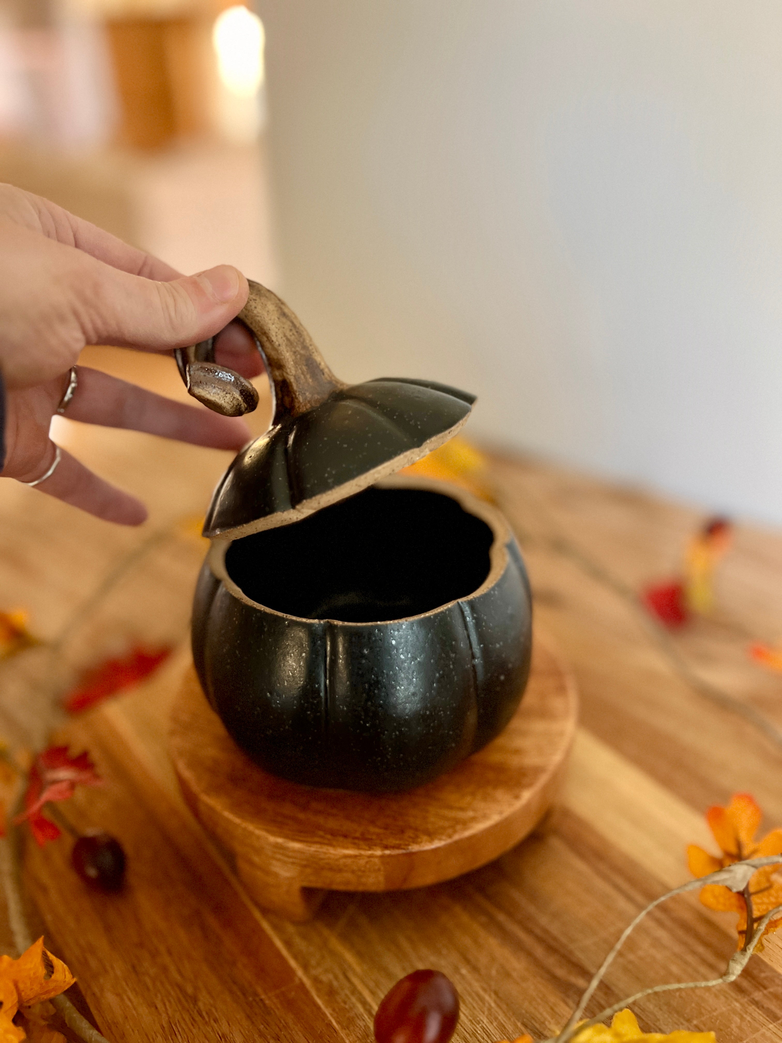 Black matte pumpkin jar