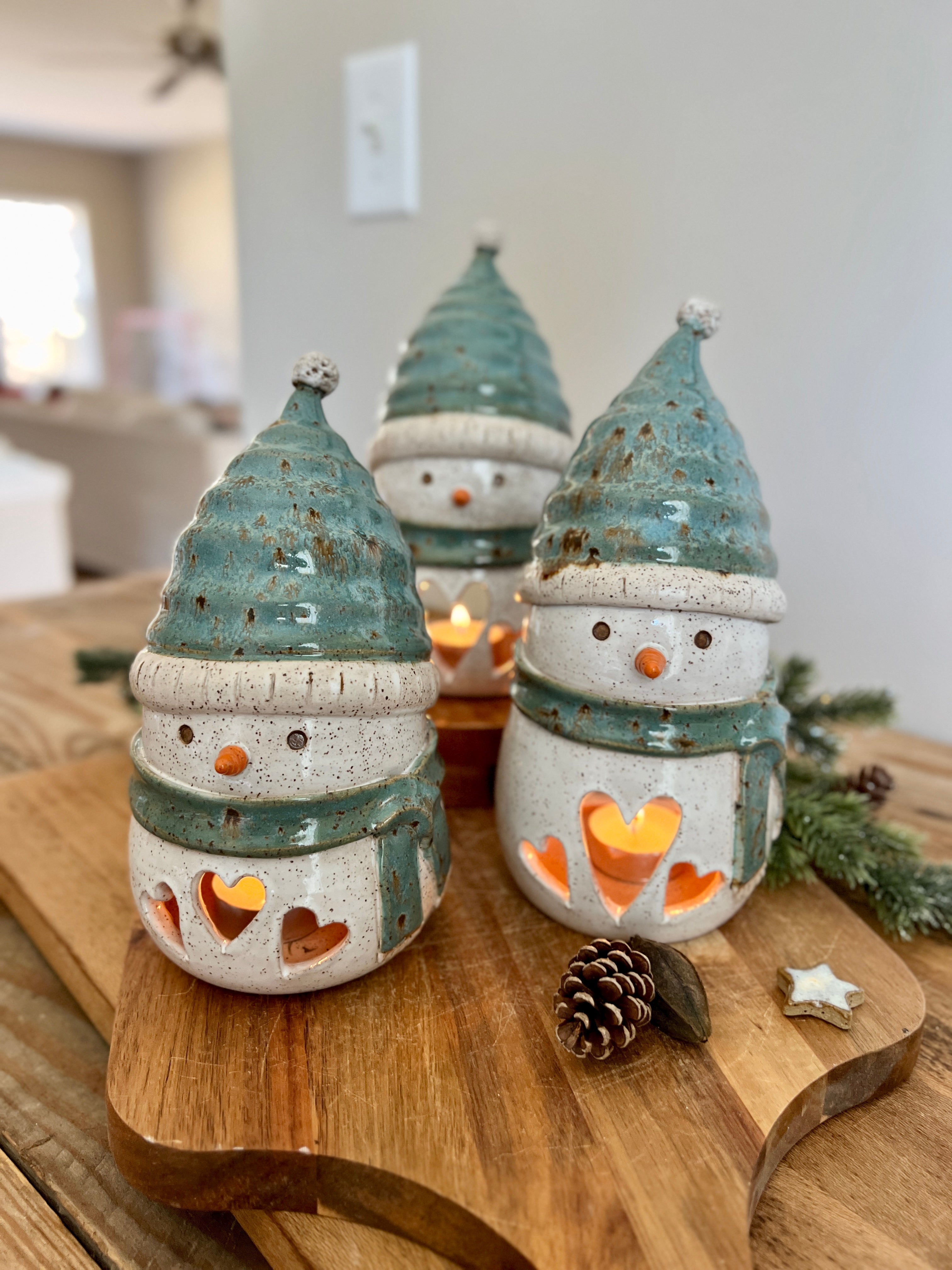 blue snowman snowman luminary