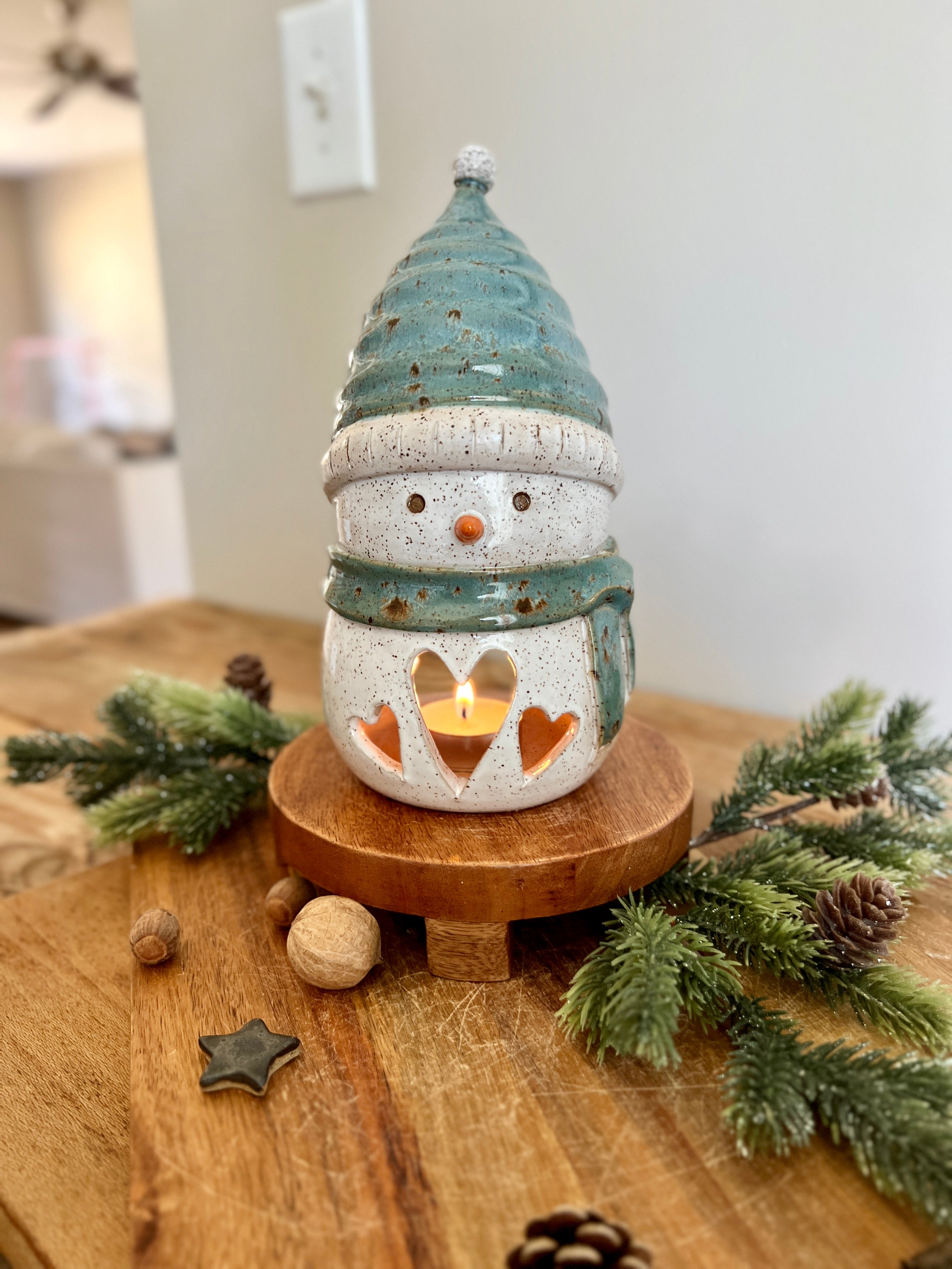 blue snowman snowman luminary